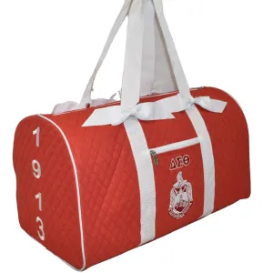 ΔΣΘ QUILTED DUFFLE BAG (WHITE HANDLES)