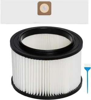 1 Pack 17810 Filter for Craftsman Shop Vac 3 to 4 Gallon General Purpose Vacuums   1 Pack CMXZVBE43270 Vacuum Bags for Craftsman 4 Gallon Wet/Dry Vacs, part # 9-17810