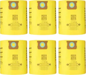 10-14 Gallon Type I/F Vacuum Bags Shop Vac High Efficiency Collection Filter Bag Replace 90672 9067233 9067200,Yellow(pack of 6pcs)