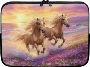 10 Inch Laptop Sleeve Computer Cover Bag Zipper Tablet Carrying Case Notebook Briefcase Handbag for Travel/Business/School, Women Ladies Gifts, Horse Flower Sunset
