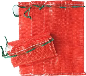 10 lb Mesh Onion Bags 100pcs, 11"×18" Mesh Produce Bags Hanging Reusable Breathable Vegetable Storage Net Bag with Drawstring for Onions Potatoes Citrus Crawfish, Red (Pack of 100)