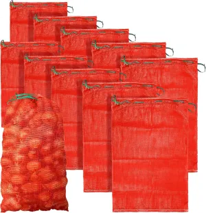 10 Pcs 24""x35"" Onion Bag Mesh Produce Bags, 60 Lbs Reusable Breathable Vegetable Storage Bags With Drawstring For Potato Onion Citrus Garden Produce Vegetable Storage (10, 24x35 INch), RED