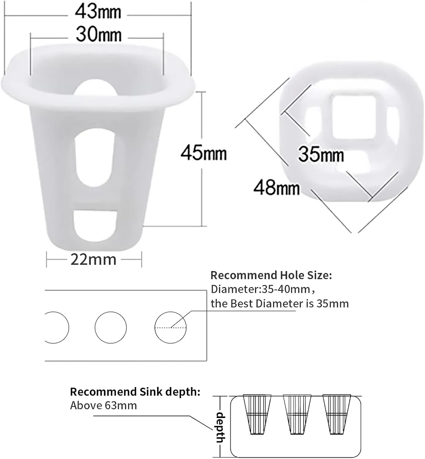 100-Pack Square Hydroponic Net Pots Pods 1.7 Inch Garden Slotted Cups Hydroponic,Heavy Duty Net Pots, Square Bucket Basket for Hydroponics