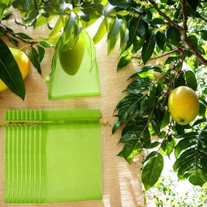 100 PCS Fruit Protection Bags, 6x9 Inch Fruit Netting Bags, Fruit Cover Mesh Bags for Garden Protection, Reusable Fruit Bagging, Pest & Insect Barrier