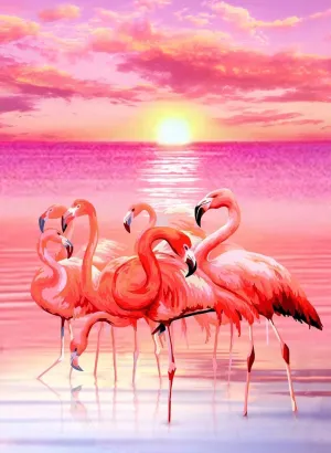 1000 Piece Jigsaw Puzzles – Flamingo Sunset Beach, Vibrant & Relaxing Challenge Puzzle for Adults & Kids