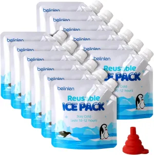 12 Pack 7 x 7 Inch Reusable Long Lasting Ice Packs for Cooler, Cooler Shock Ice Packs for Lunch Box, Lunch Bags for Beach, Fishing, Camping(7.87mil)