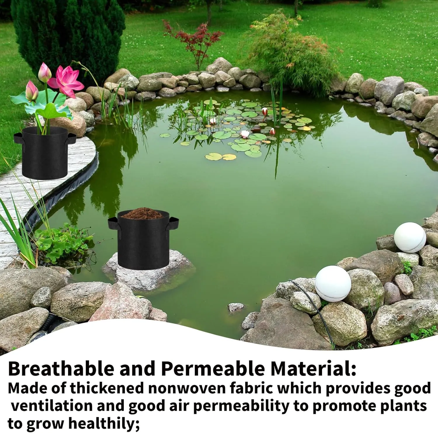 12 Pack Lily Plant Pots for Pond, 1 Gallon Aquatic Pond Planter with Handles Water Garden Reusable Fabric Plant Pots for Aquatic Plants, Flower Fruits Growing (12, 1 Gallon)