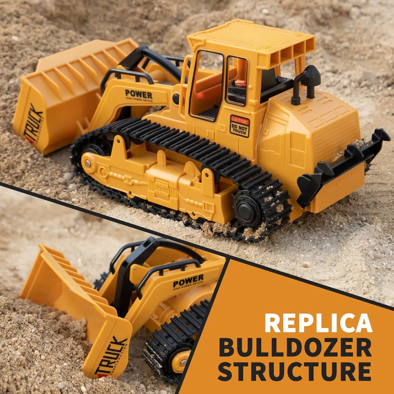 1/20 Construction Bulldozer Toy - Kids Toy Engineering Digger Truck, Remote Control Hydraulic Toy Car for 6 7 8 9 Year Old Boys Girls, Beginner Car Tractor Vehicle Birthday Gifts for Kids