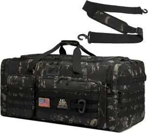 130L Hockey Bag Extra Large Heavy Duty Mens Sport Gym Equipment Duffle Bag for Football, Basketball, Team Coach, Travel (Black Camo)