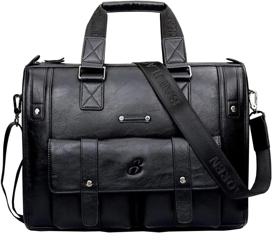 17 inch men Business bag Travel Briefcase Laptop Messenger Bags Vintage pu leather Shoulder bag