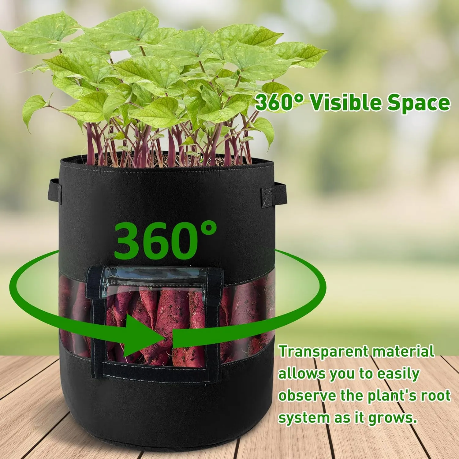 2-Pack 11 Gallon 360°Visible Potato Grow Bags, Potato Pot Planter with Flap Window Shade Cloth, Potato Growing Containers, 380g Thickened Felt Garden Planting Bag for Growing Potatoes Vegetables