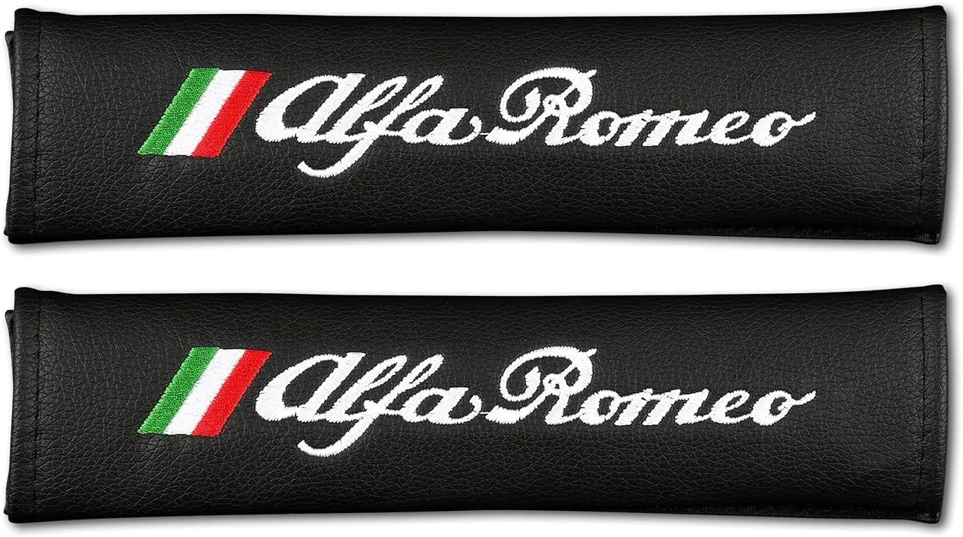 2 PCS Car Seat Belt Pads for Alfa Romeo Giulia Stelvio 159 147 156 166 Giulietta MITO GT, seat Belt Shoulder pad Belt Strap Shoulder Cover Seatbelt Covers Seat Strap Pads