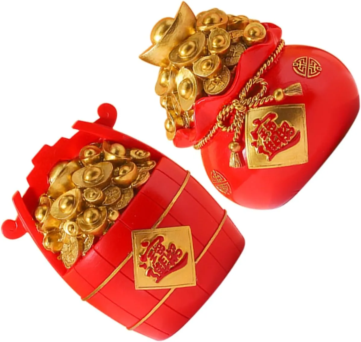 2 Pcs Resin Coin Jars Large Piggy Banks for Boys and Girls Saving Bank Fortune Bag Style Decor
