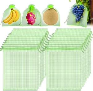 200 Pcs Fruit Protection Bags Fruit Netting Bags with Drawstring Fruit Bags for Fruit Fruit Protect Bags Vegetable Fruit Net Fruit Cover Mesh Bag for Protecting Fruits(Fruit Green,8 x 12 Inch)