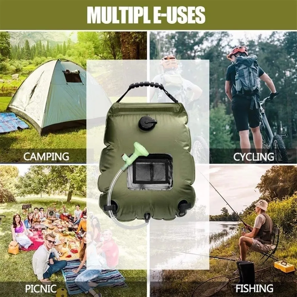 20L Solar Outdoor Shower Water Bag, Portable Hiking Camping Shower Bag, Switchable Bath Bag Head ，Camping Beach Swimming Outdoor Traveling Hiking
