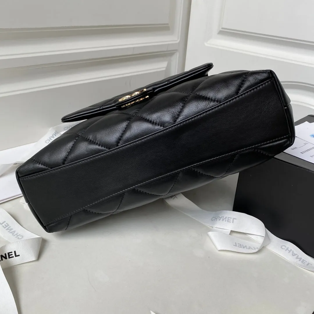 23P Calfskin CHANEL Hobo Gold Black Special edition Hardware Customer-friendly Shopping
