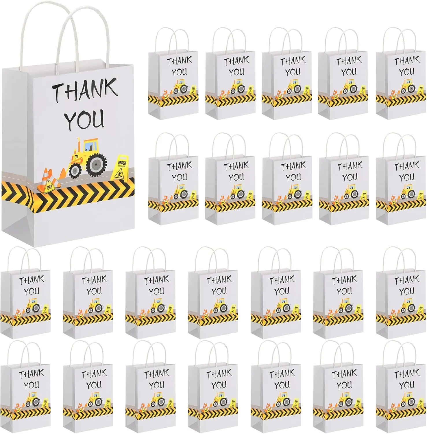 24 Pcs Construction Party Favors Construction Treat Truck Themed Candy Goodie Bags for Birthday Themed Party Supplies Decorations, 8.3 x 6.3 x 3.1 Inches