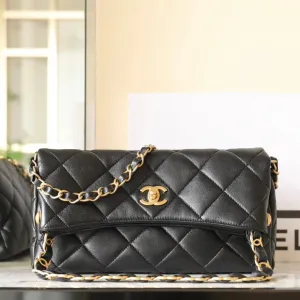 24p black gold hardware hobo bag 28cm Dedicated assistance lambskin CHANEL Super affordable