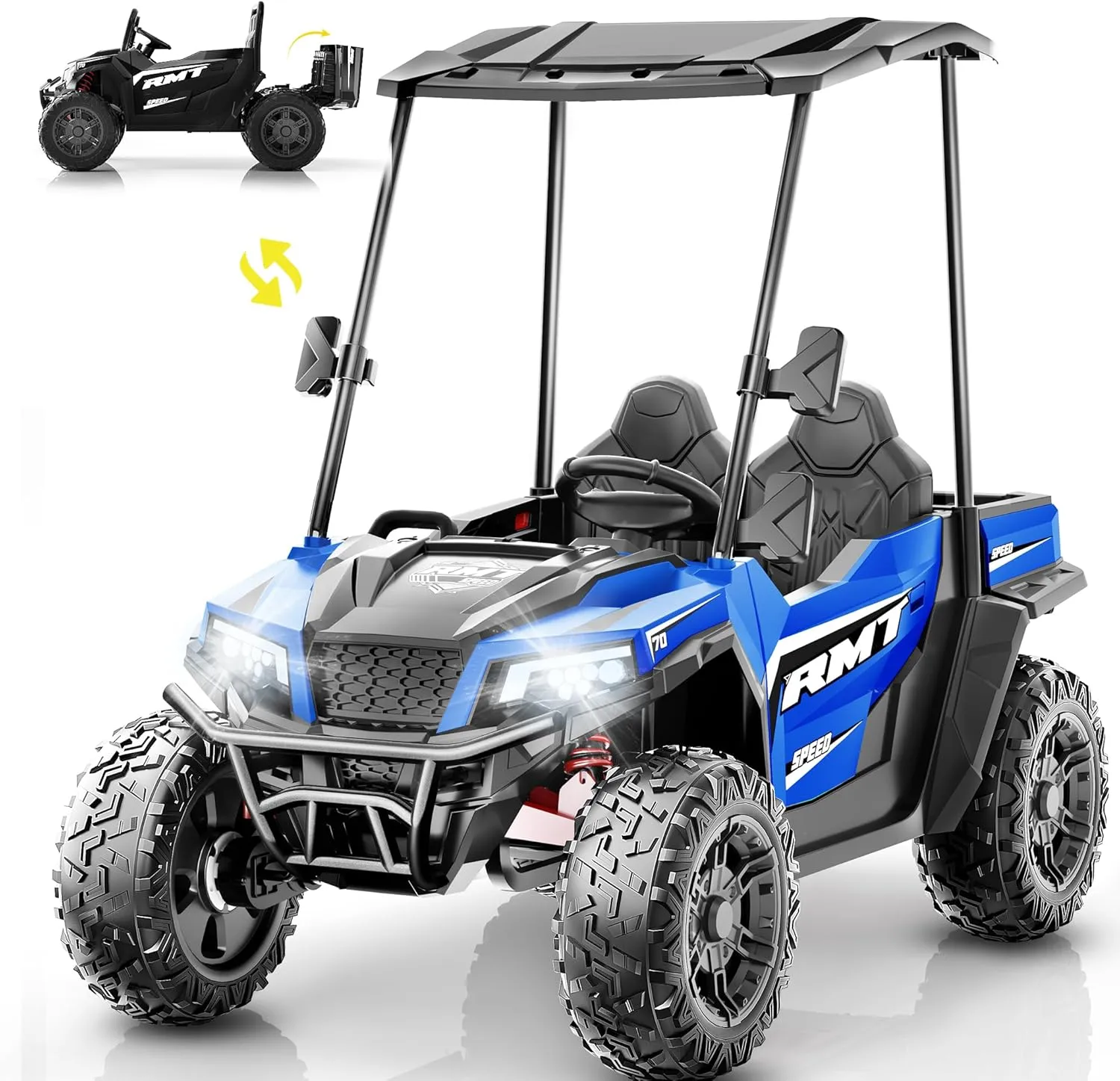 24V Ride on Dump Truck, Kids Ride on Toys with Parental Remote, 4WD Battery Powered Toy w/Safety Belt, Electric Tipping Bucket, Three Speed Adjustment and Removable Skylight -Blue