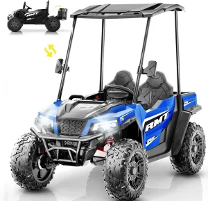 24V Ride on Dump Truck, Kids Ride on Toys with Parental Remote, 4WD Battery Powered Toy w/Safety Belt, Electric Tipping Bucket, Three Speed Adjustment and Removable Skylight -Blue