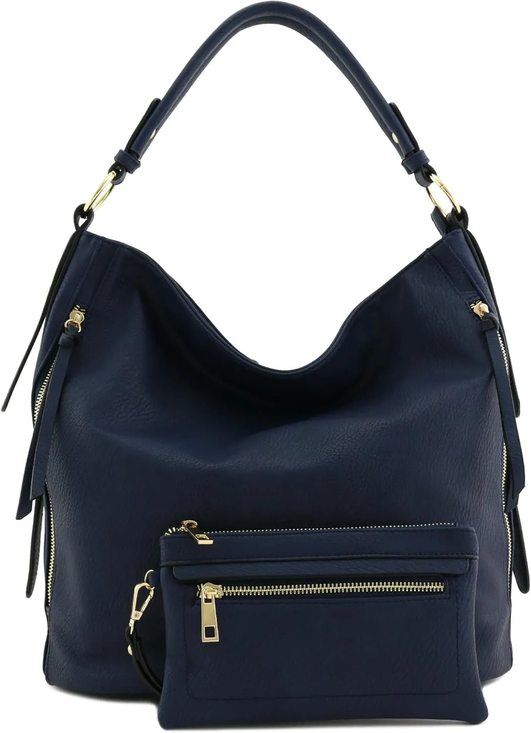 2pc Set Faux Leather Large Hobo Bag with Pouch Purse