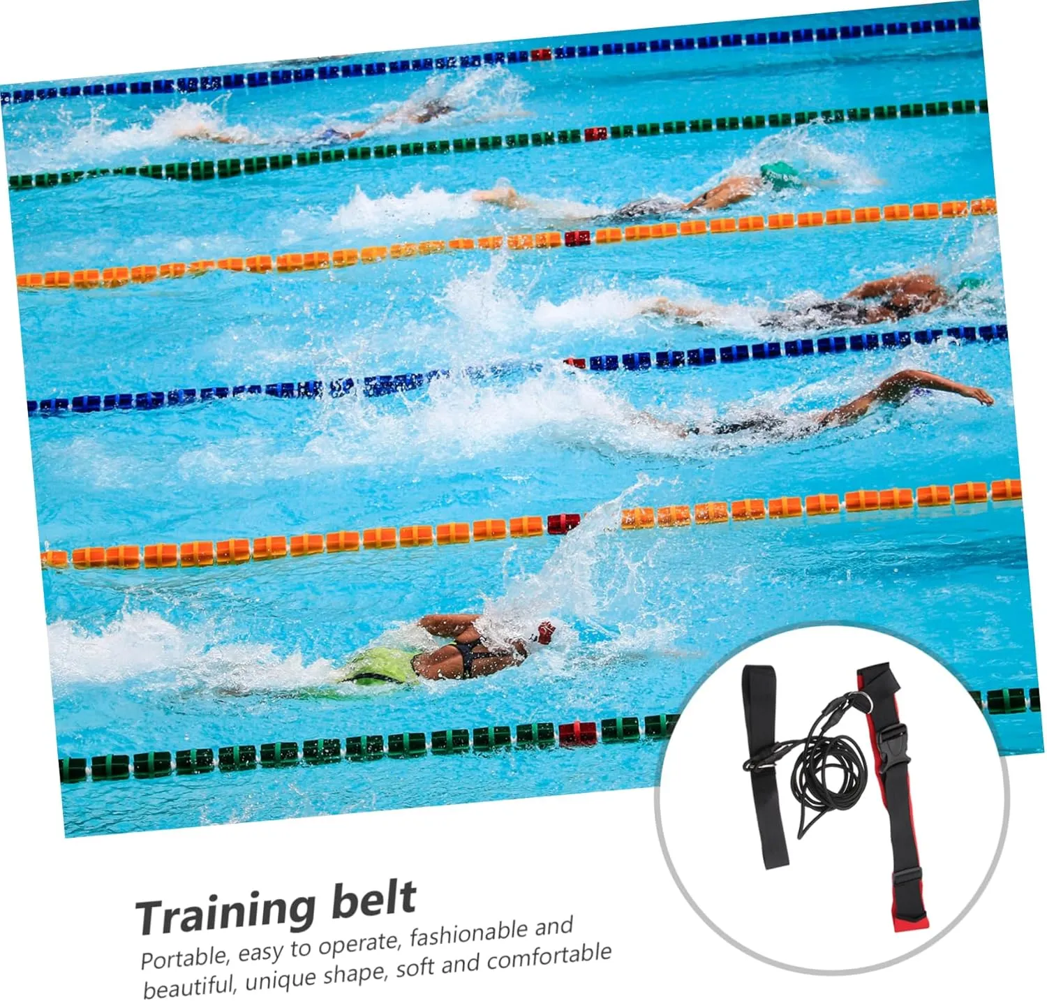 2pcs Elastic Rope Swim Resistance Equipment Swimming Bungee Cord Set Swimming Pool Training Belt Resistance Leash Swim Training Belt Aldult Red Belt Swimming Belts