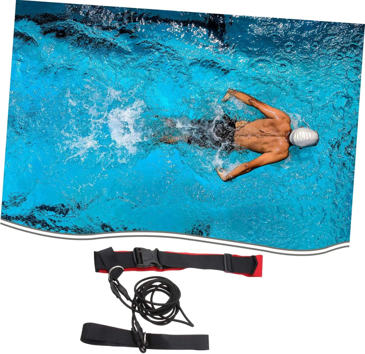 2pcs Elastic Rope Swim Resistance Equipment Swimming Bungee Cord Set Swimming Pool Training Belt Resistance Leash Swim Training Belt Aldult Red Belt Swimming Belts