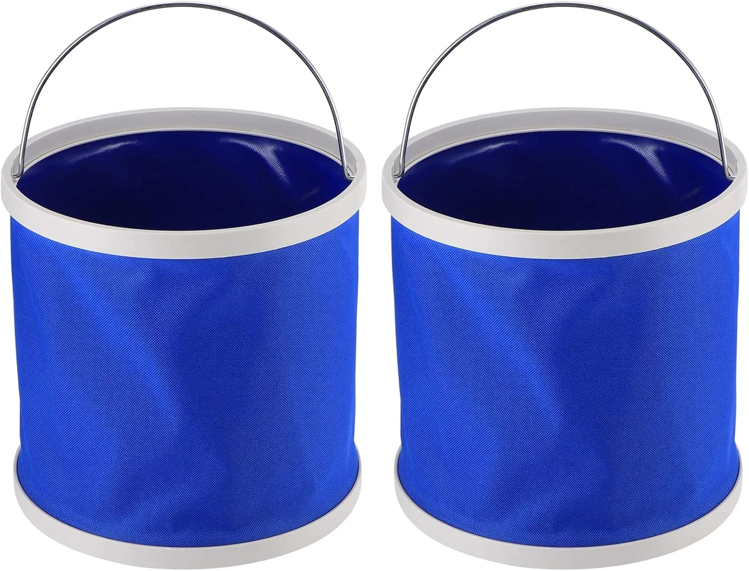 2Pcs Outdoor Folding Bucket 9L Collapsible Bucket Compact Folding Basin Portable Folding Bucket Water Container for Camping Hiking Blue