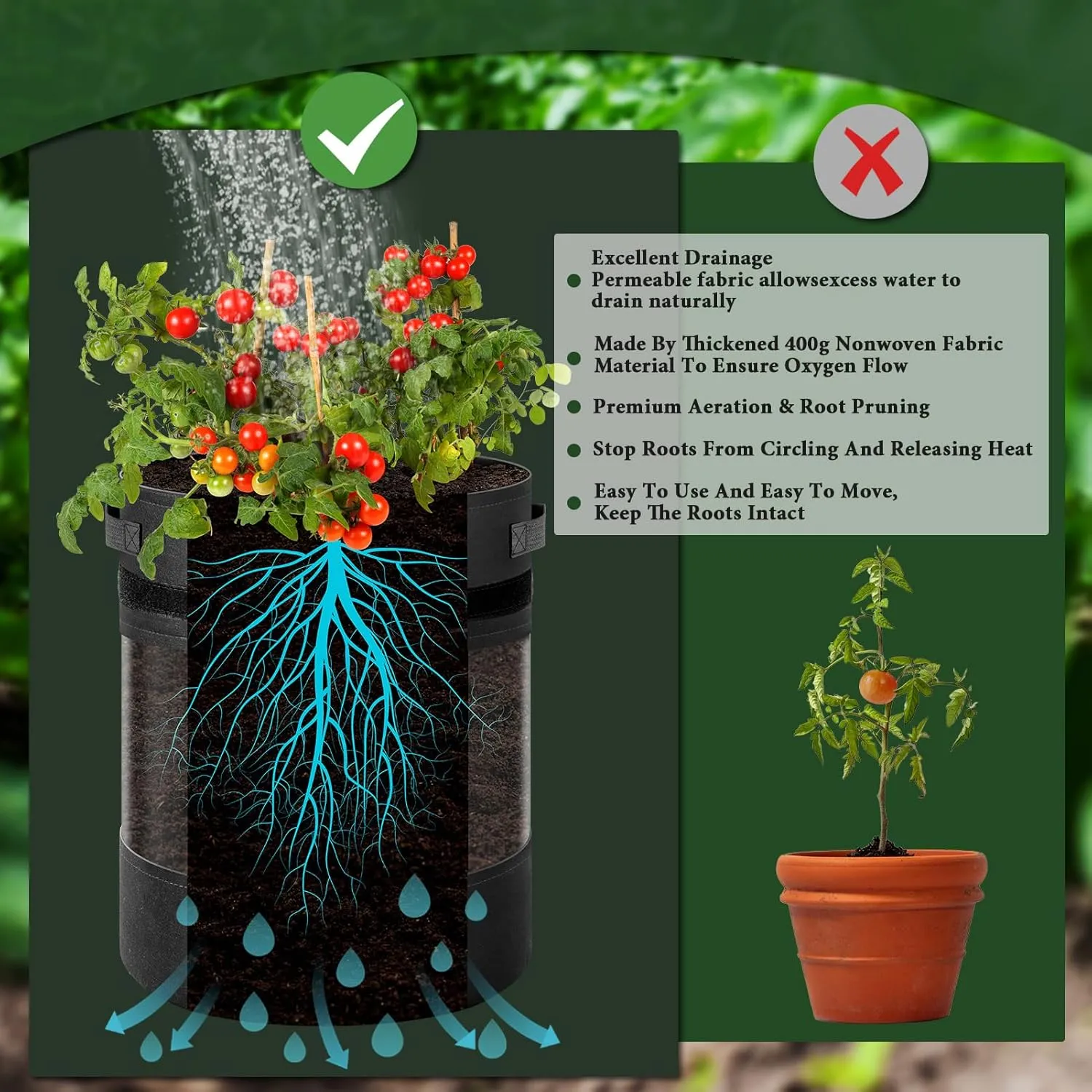 3 Pack 10 Gallon 360° Visibility Potato Grow Bags with Shading Flap, Plant Grow Bags for Growing Potatoes Heavy Duty Thickened Nonwoven Fabric Gardening Vegetable Growing Bags with Harvest Window