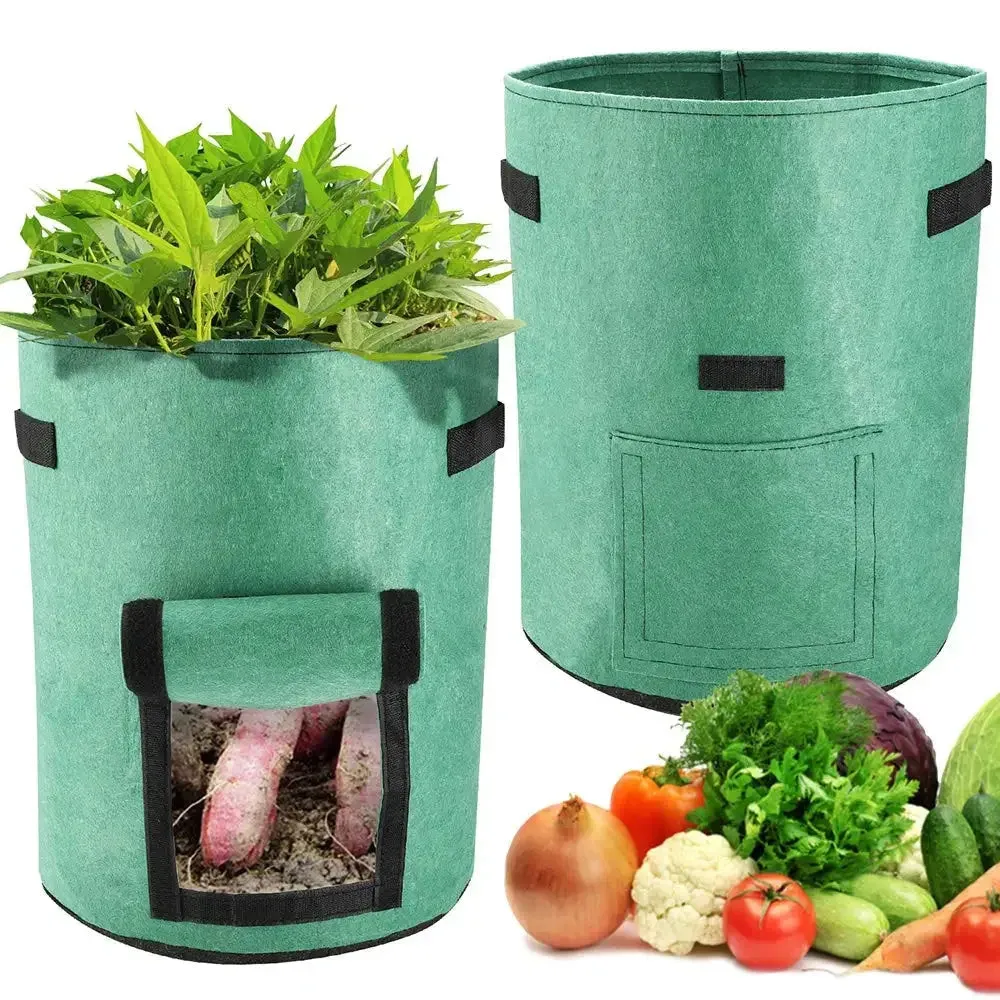 3PCS Felt Plant Grow Bags Nonwoven Fabric Garden Potato Pot Greenhouse Vegetable Growing Bags Moisturizing Vertical Tools