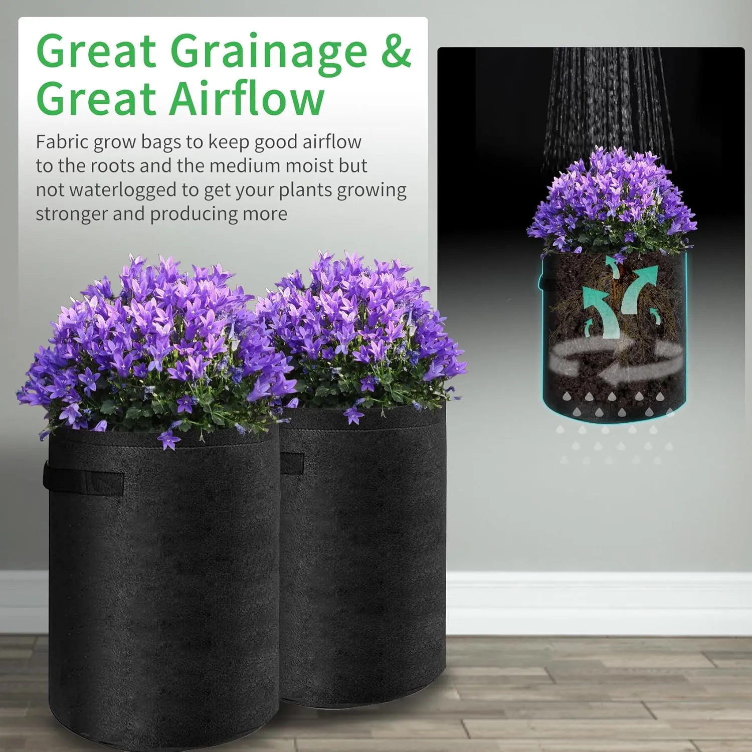 4 Pack Potato Grow Bags 10 Gallon with Flap, Heavy Duty Fabric with Handle and Harvest Window, Non-Woven Planter Pot Plant Garden Bags to Grow Vegetables Tomato, Black