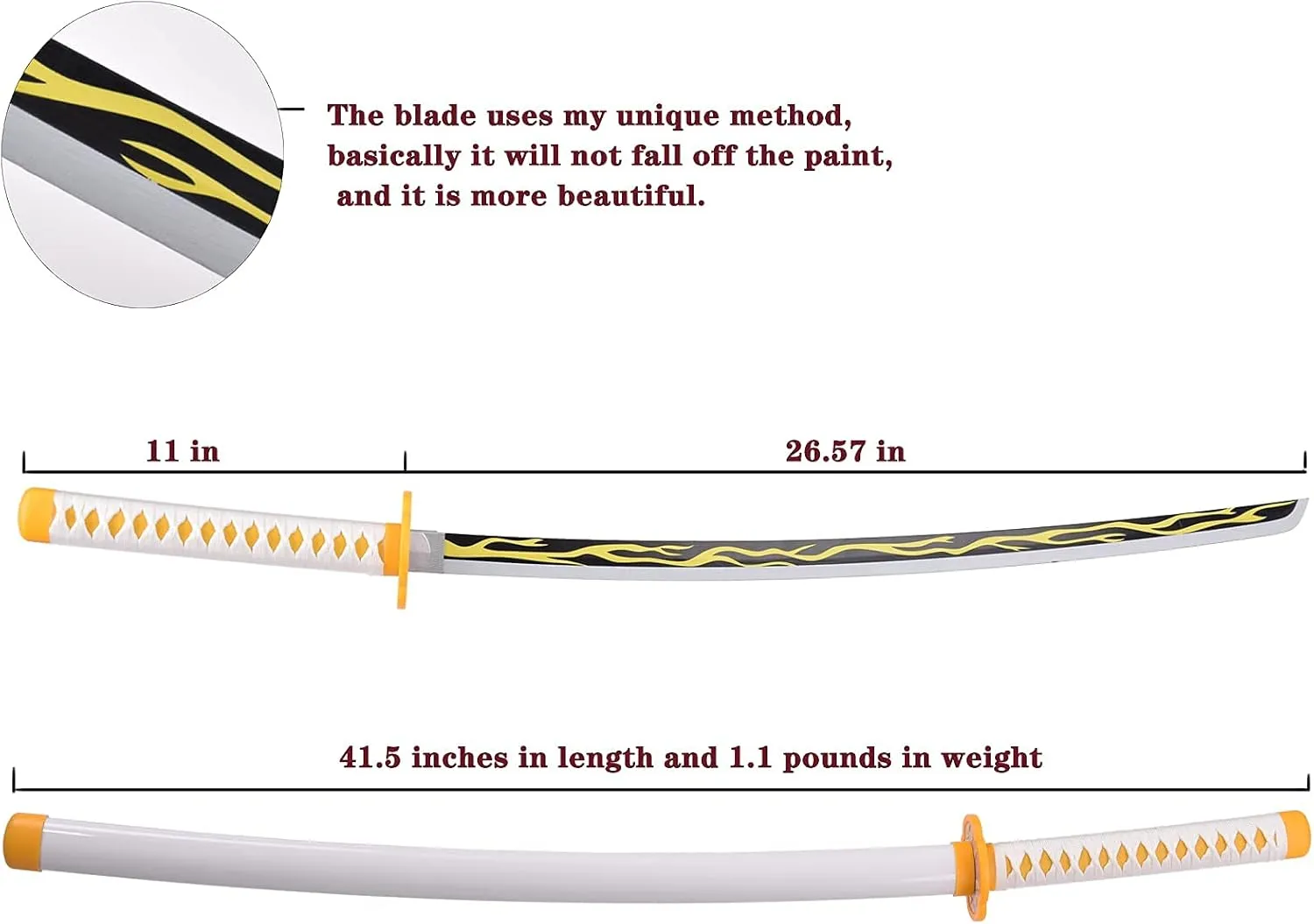 41" Cospaly Sword Anime Replica Sword Suitable for Character Dress up, Anime Lovers Collection Decoration