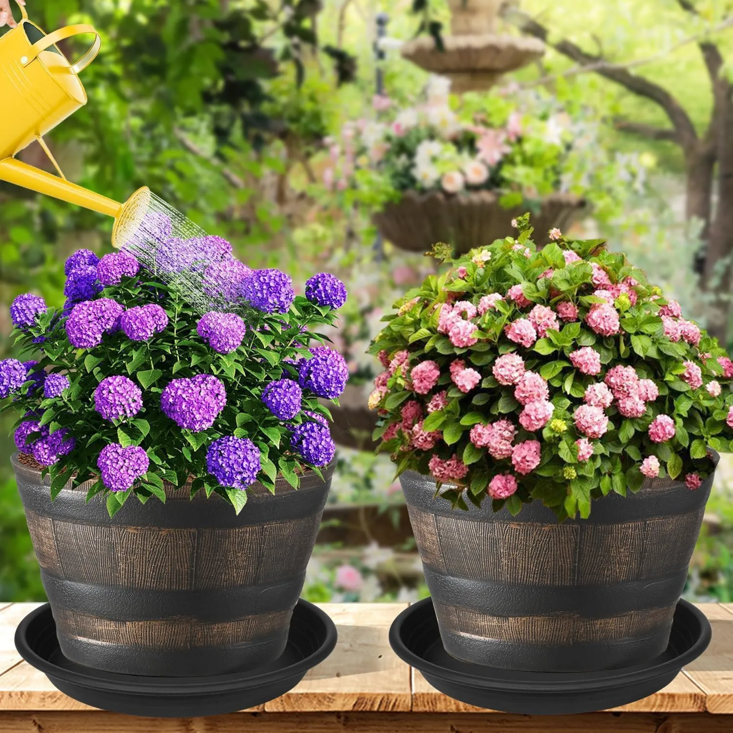 5 Pack of 14 inch Plant Saucer Plant Tray, Plastic Plant Saucer 14 inch, Heavy Duty Plant Tray for Pots, Plant Saucers for Indoors Planter, Garden Water Plate Bowls for Gallon Grow Bags (Black)