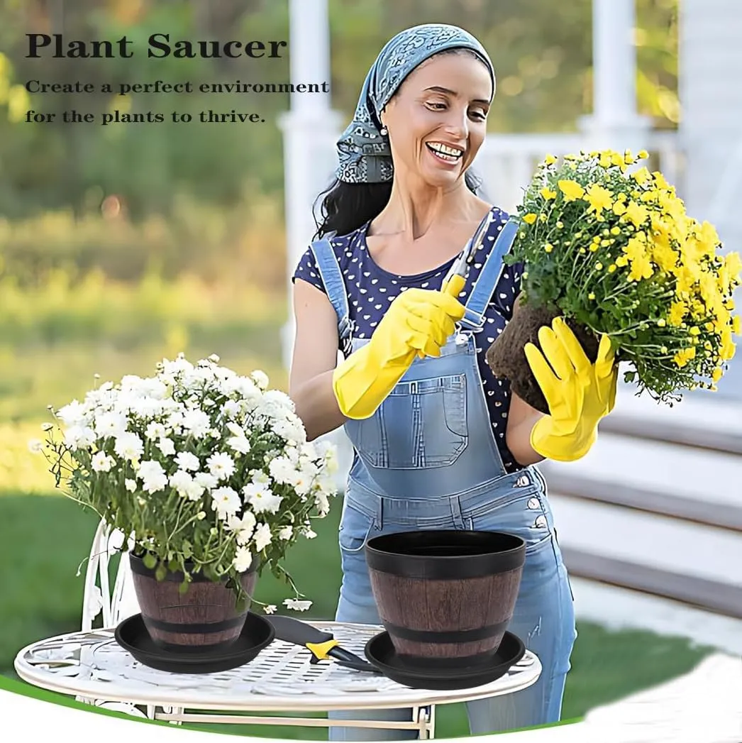 5 Pack of 14 inch Plant Saucer Plant Tray, Plastic Plant Saucer 14 inch, Heavy Duty Plant Tray for Pots, Plant Saucers for Indoors Planter, Garden Water Plate Bowls for Gallon Grow Bags (Black)