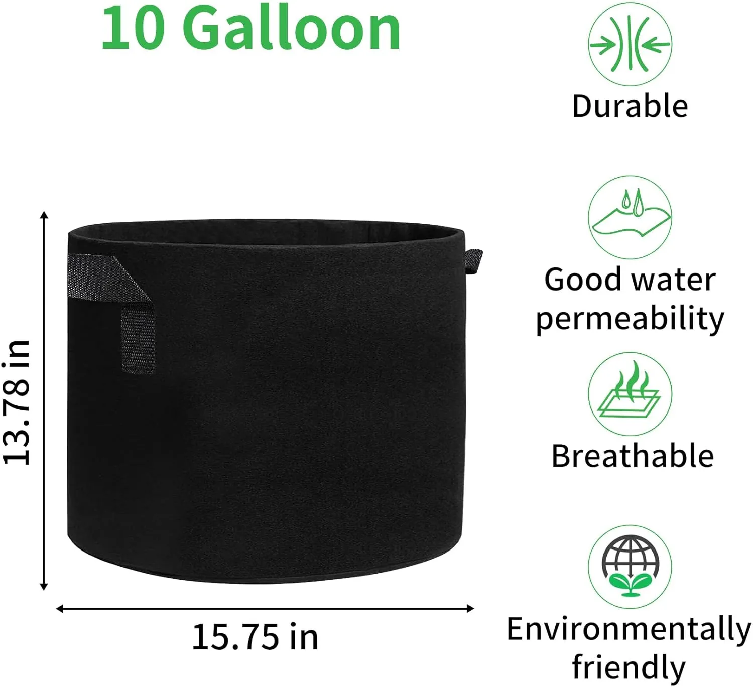 5 Pack Potato Grow Bags 10 Gallon with Flap, Heavy Duty Fabric with Handle, Non-Woven Planter Pot Plant Garden Bags to Grow Vegetables Tomato, Black