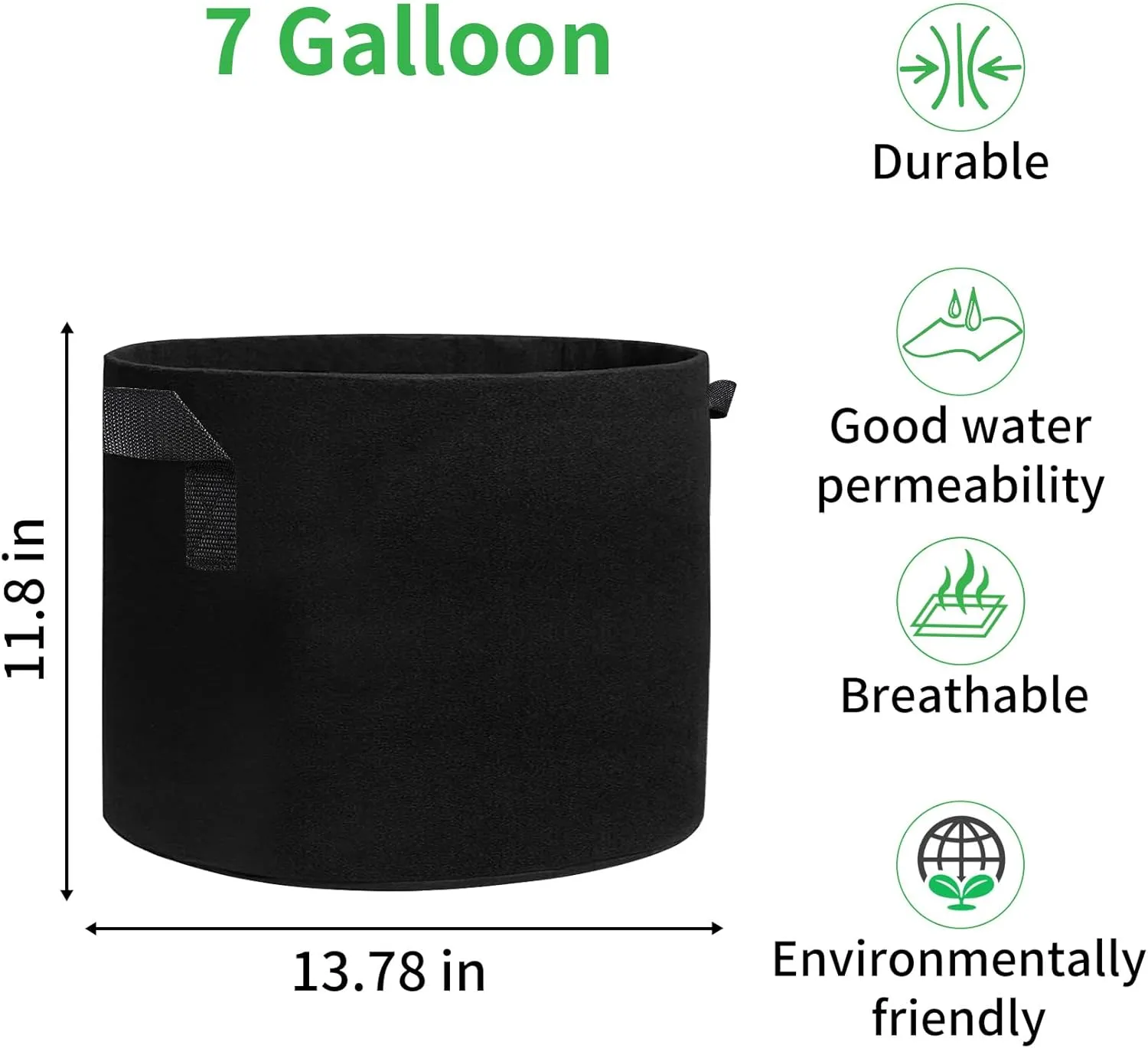 5 Pack Potato Grow Bags 7 Gallon with Flap, Heavy Duty Fabric with Handle, Non-Woven Planter Pot Plant Garden Bags to Grow Vegetables Tomato, Black