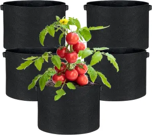 5 Pack Potato Grow Bags 7 Gallon with Flap, Heavy Duty Fabric with Handle, Non-Woven Planter Pot Plant Garden Bags to Grow Vegetables Tomato, Black