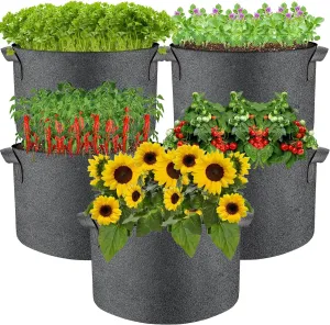 5 Pcs Grow Bags Plant Grow Bags Multi-Purpose Nonwoven Fabric Pots with Durable Handles,Outdoor Garden Plant Pots for Vegetables Fruits Flowers Herb Succulent Bonsai Plants