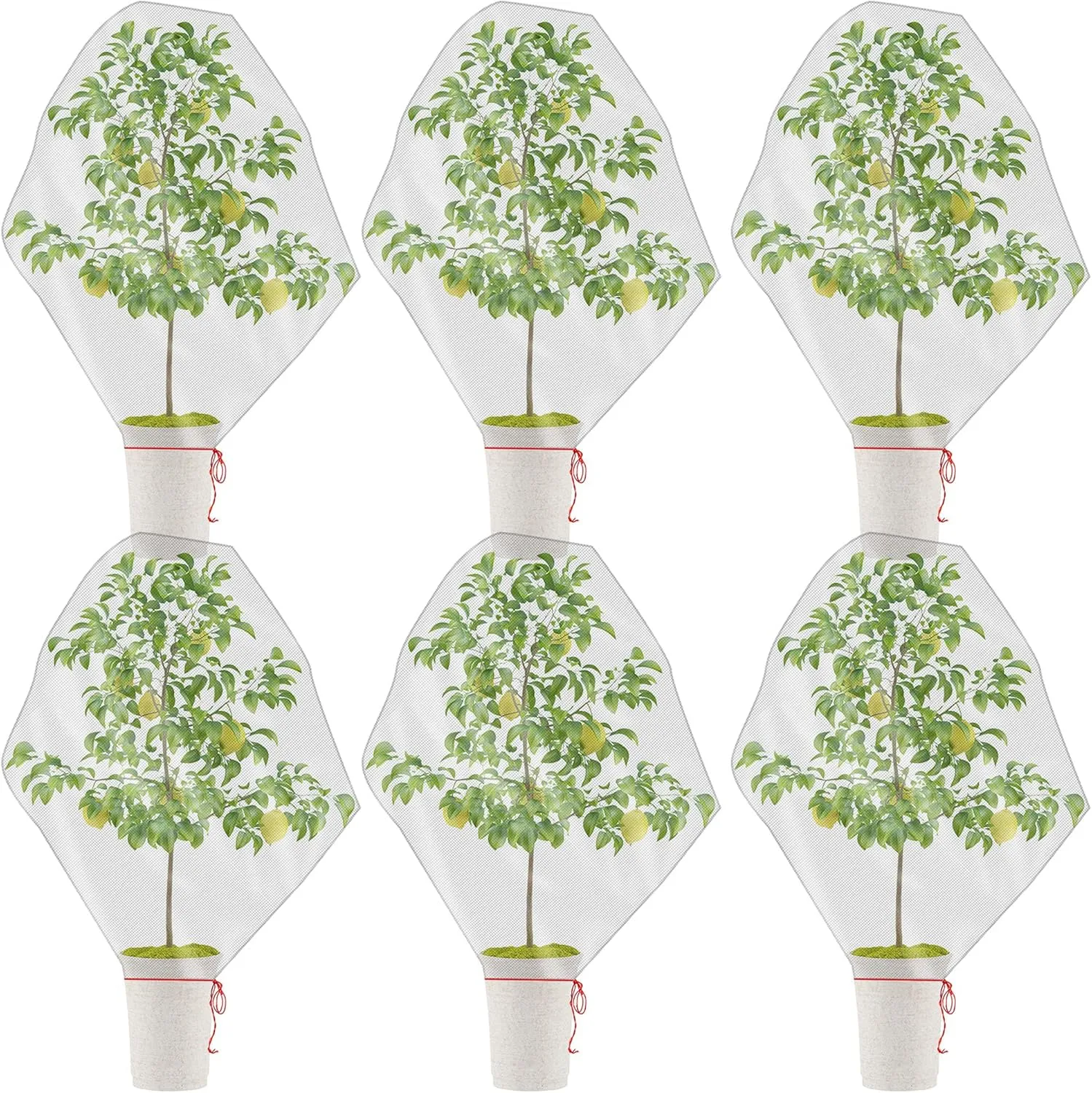 6 Pcs Garden Plant Fruits 3.4 x 2.3 Ft Netting Insect Bird Barrier Mesh Protection Netting Covers Bags with Drawstring Fruit Tree Flower Vegetables Net Protecting Plant (6 Pieces, 41.3 x 27.6 Inch)