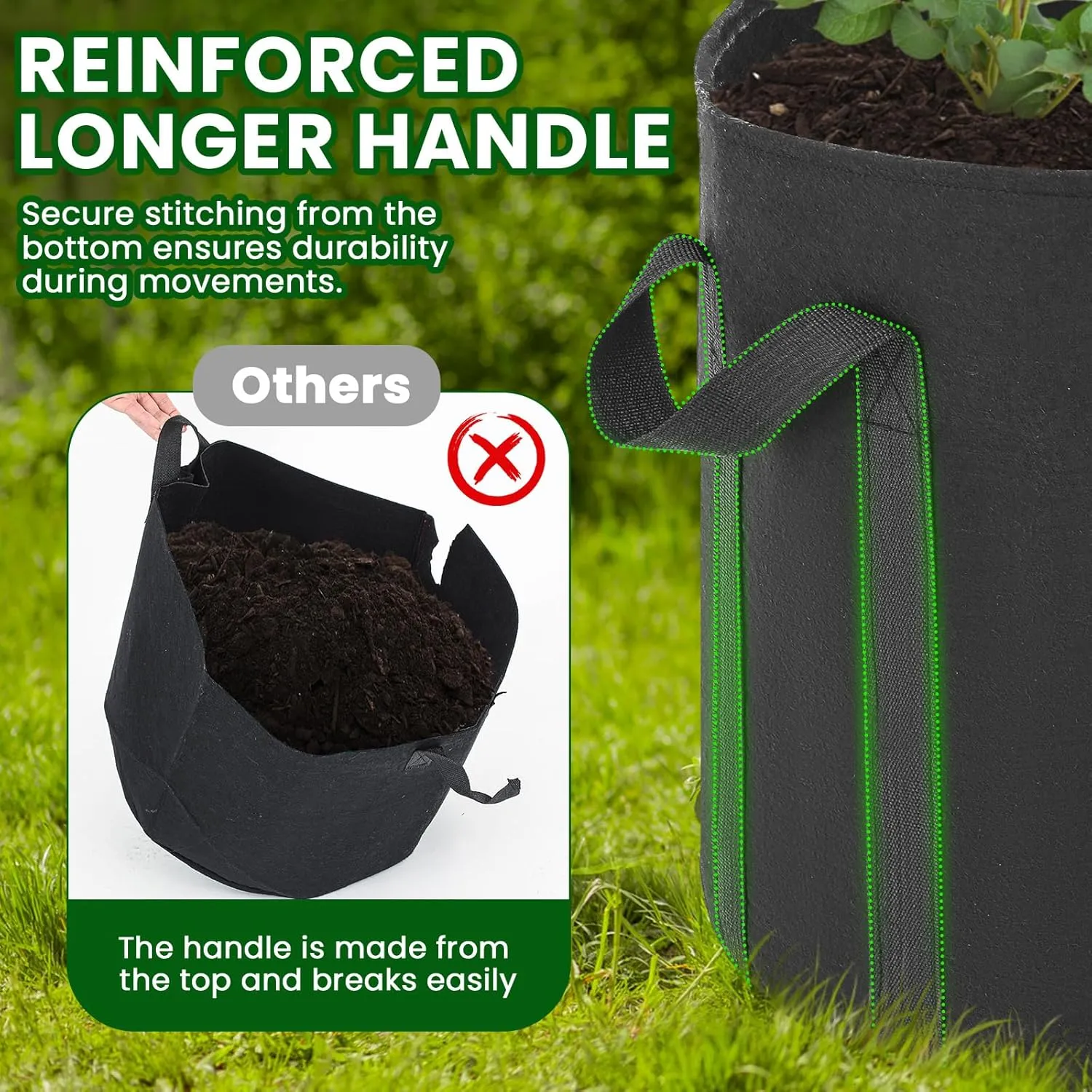 6 Pcs Upgraded Potato Grow Bags 10 Gallon with Harvest Window Visible Window Planting Bags Gardening Pots Thickened Nonwoven Planter for Growing Potato Tomato Vegetable (Black)