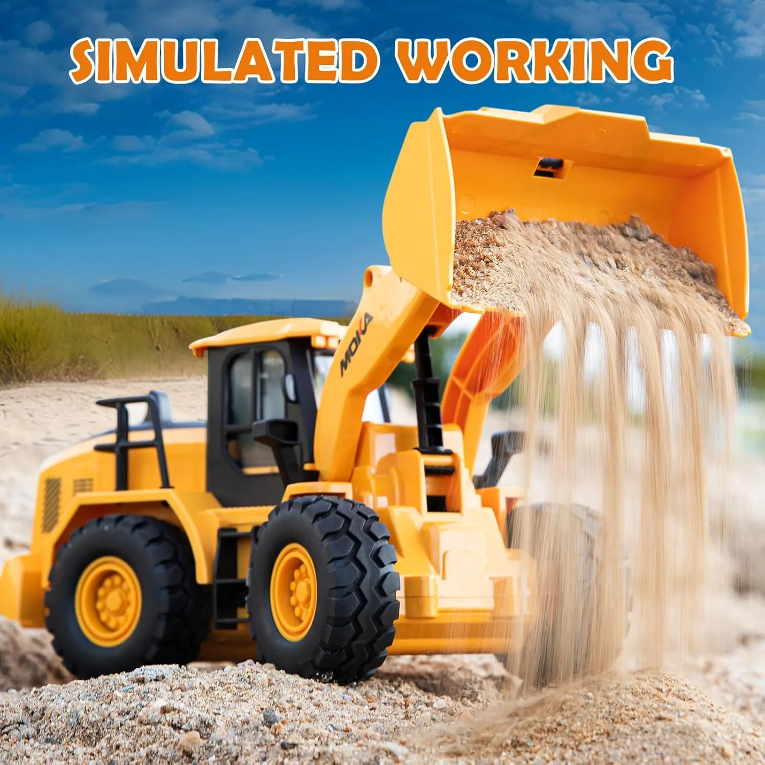 7 Channel RC Bulldozer Toys for Kids, Remote Control Construction Vehicle for Boys 3-5 Years Old, 2.4G Loader Engineering Truck, Birthday Gifts Ideas for Children