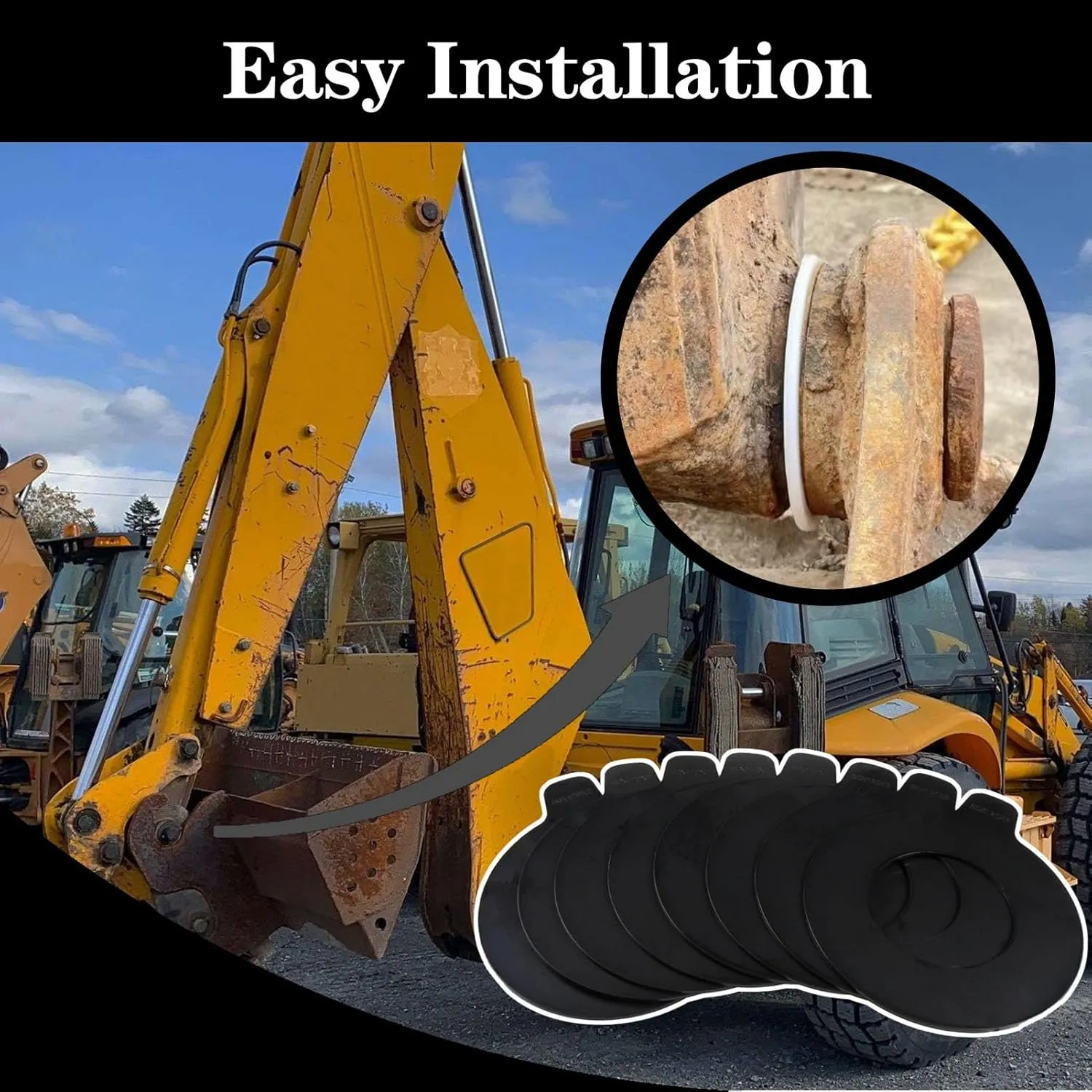 8 x 60mm Bucket Pin Shim Kit for Excavator and Skid Steer 2mm Thickness Fit for JCB Kubota Bobcat CAT John Deere New Holland Hitachi Komatsu