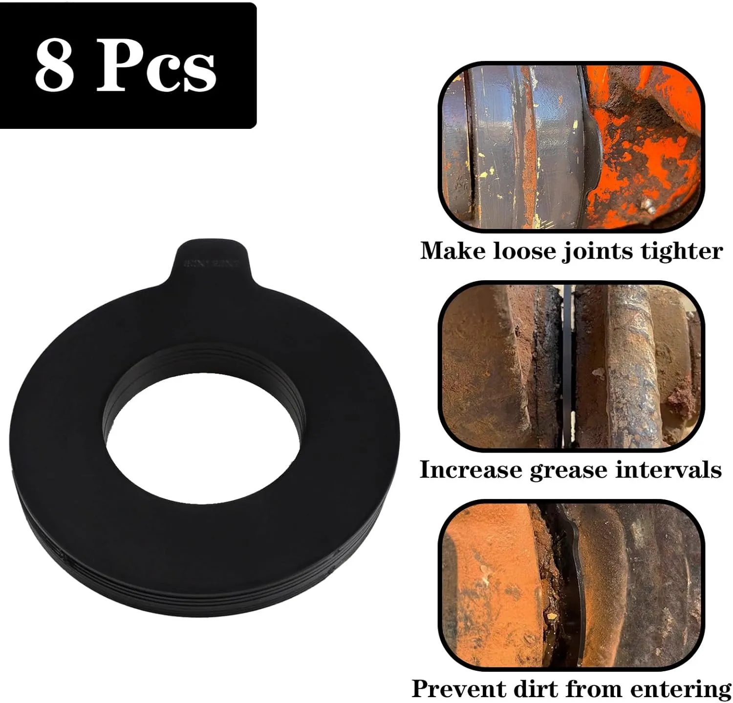 8 x 60mm Bucket Pin Shim Kit for Excavator and Skid Steer 2mm Thickness Fit for JCB Kubota Bobcat CAT John Deere New Holland Hitachi Komatsu