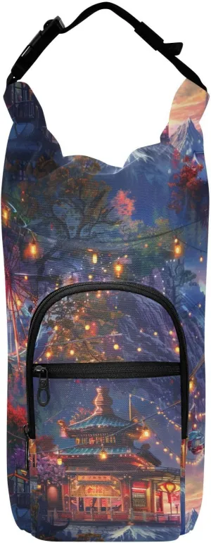 A Vibrant Amusement Park Water Bottle Waist Pack Water Bottle Carrier for Walking Hiking Gear Water Bottles Backpack,Fits 20 oz, 24 oz, 32 oz,40 oz Bottles