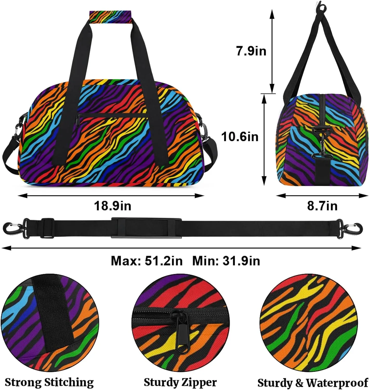 Abstract Stripe 18 inch Small Gym Bag for Women and Men, Lightweight Carry On Weekender Bag Mini Duffel Bag for Travel Sports Workout