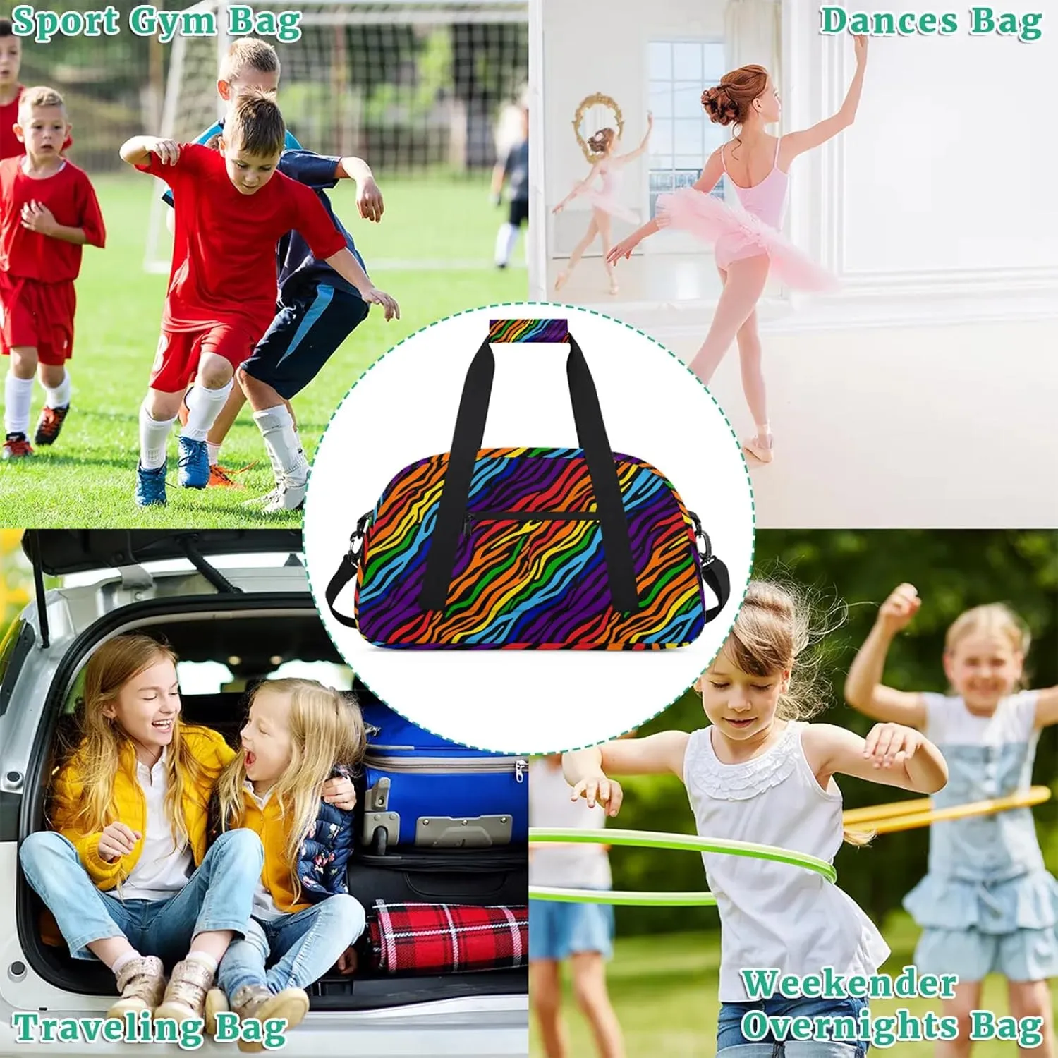 Abstract Stripe 18 inch Small Gym Bag for Women and Men, Lightweight Carry On Weekender Bag Mini Duffel Bag for Travel Sports Workout