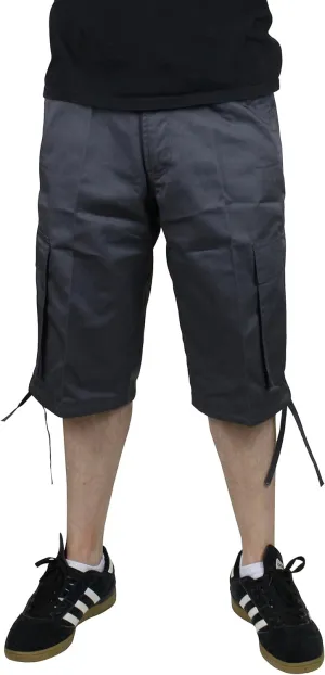 Access Men’s Solid Color Cargo Shorts with Removable Drawstring, Belt, and Six Pockets