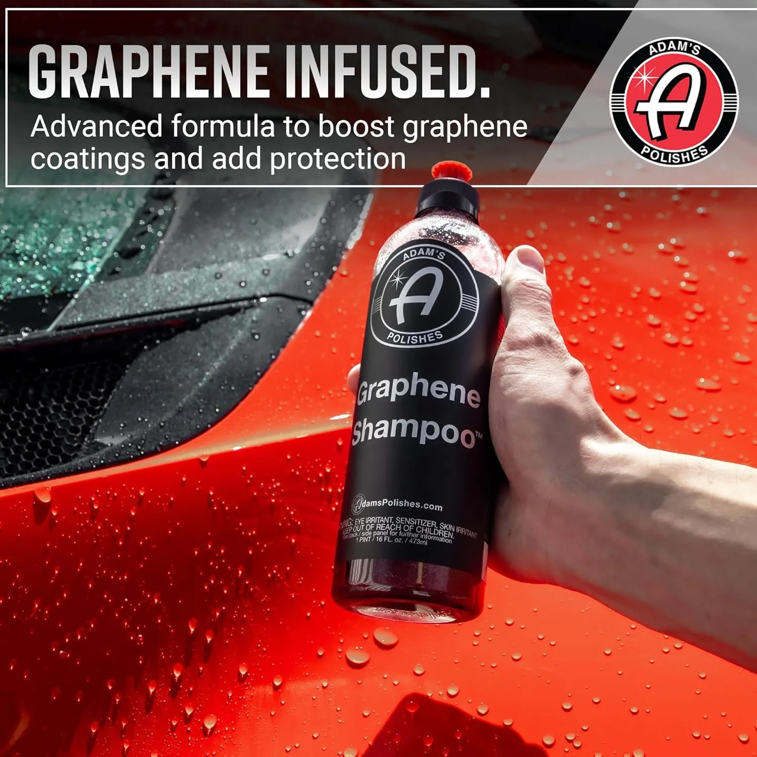 Adam's Polishes Graphene Shampoo 16oz - Ceramic Coating Infused Car Wash Soap - Powerful Cleaner & Protection In One Step - pH Neutral, High Suds For Foam Cannon, Foam Gun, Or Detailing Bucket