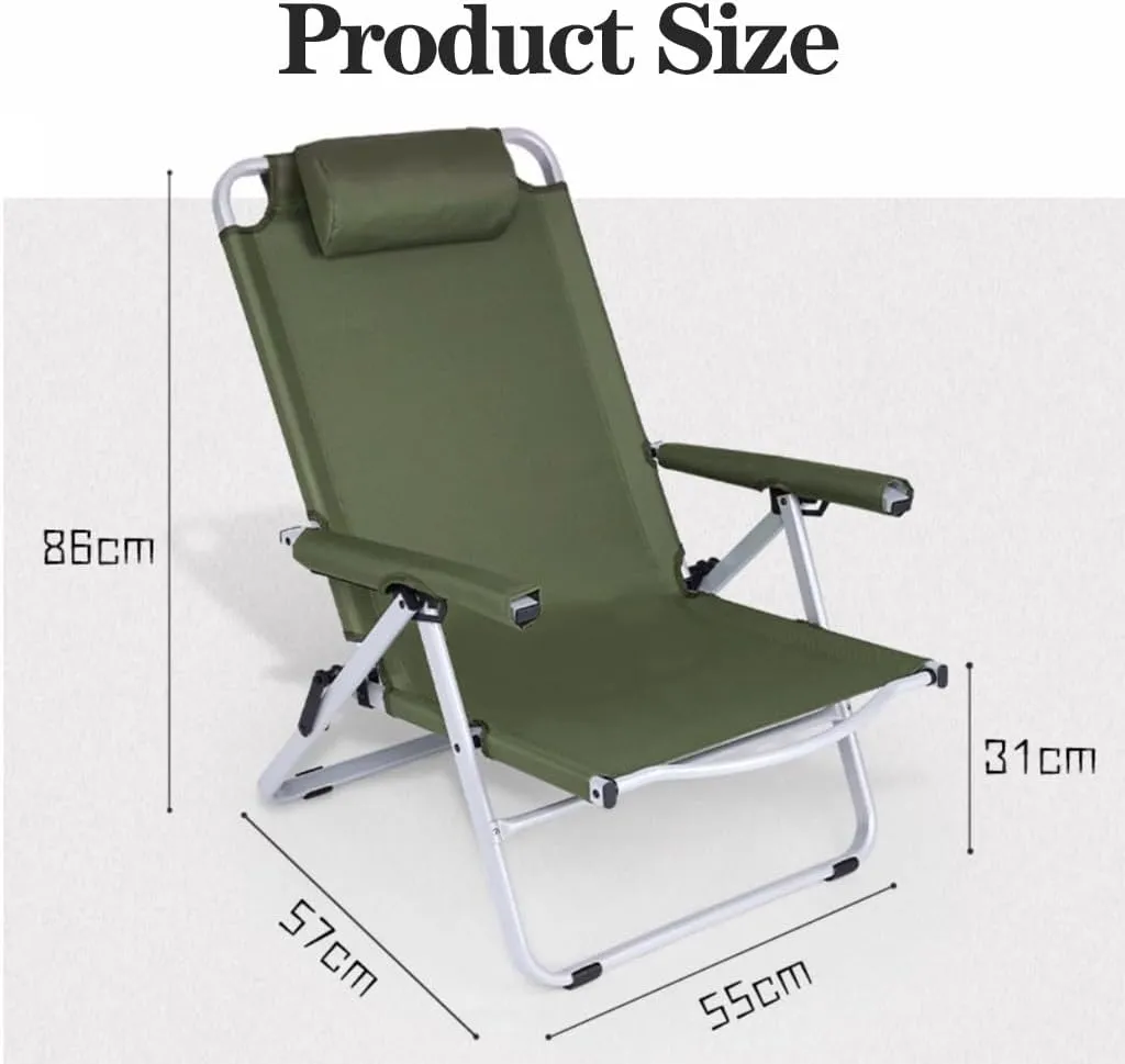 Adjustable Camping Chairs for Adults,Foldable High Back Chair,Portable Outside,Reclining Outdoor Chair Dining Picnic(Khaki) (Green)