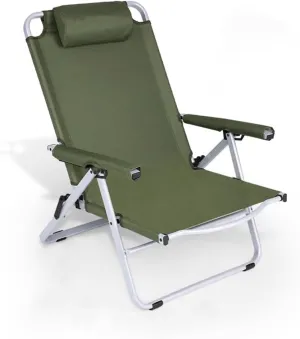 Adjustable Camping Chairs for Adults,Foldable High Back Chair,Portable Outside,Reclining Outdoor Chair Dining Picnic(Khaki) (Green)